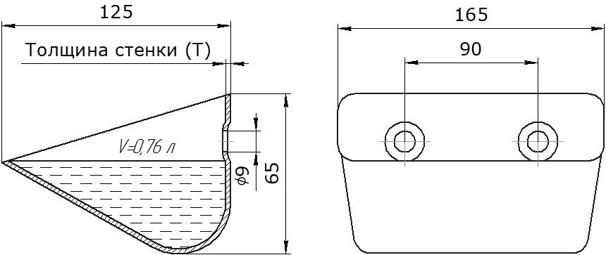 Ковш норийный металлический цельнотянутый LBTQ-1612 чертеж Ковш норийный металлический цельнотянутый LBTQ-1612 чертеж