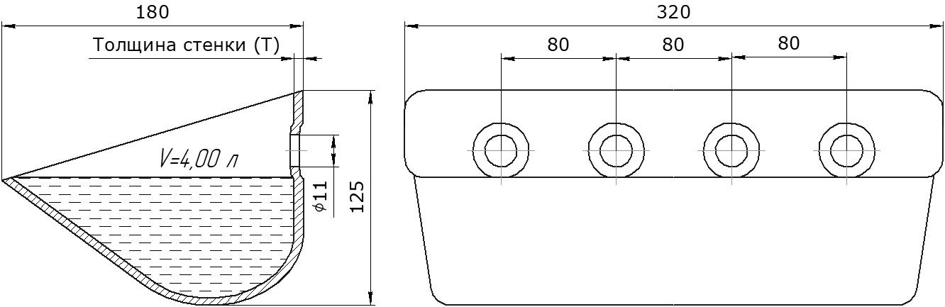 Ковш норийный металлический цельнотянутый LBTQ-3218 чертеж