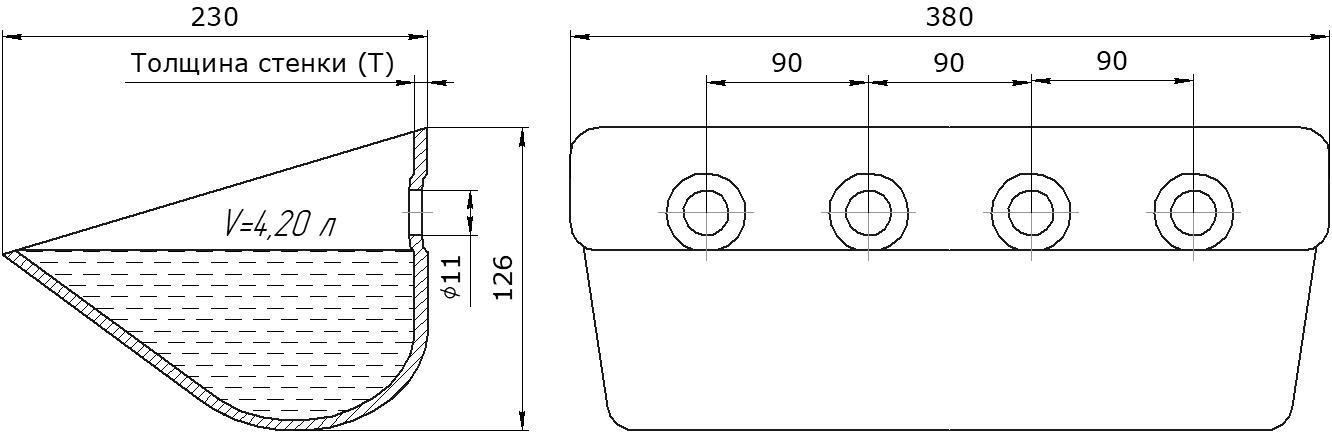 Ковш норийный металлический цельнотянутый LBTQ-3823 чертеж
