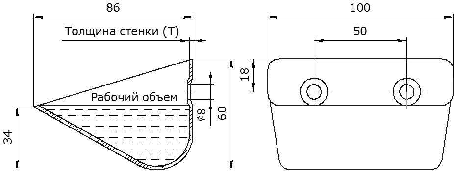 Ковш норийный металлический цельнотянутый Ц-100 чертеж